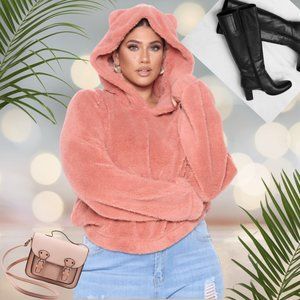 ✅ ✨NWOT✨ Your Favorite Teddy Bear Pullover Jacket - Mauve
